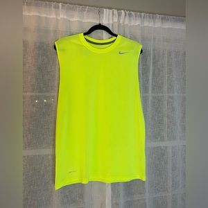 Men’s Nike Dri-Fit Neon Yellow Cut Off Tank size M